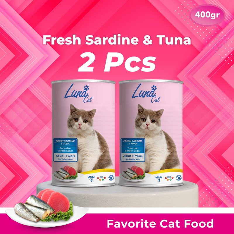 Jual Luna Favorite Cat food Fresh Sardine Tuna 400gr isi 2pcs