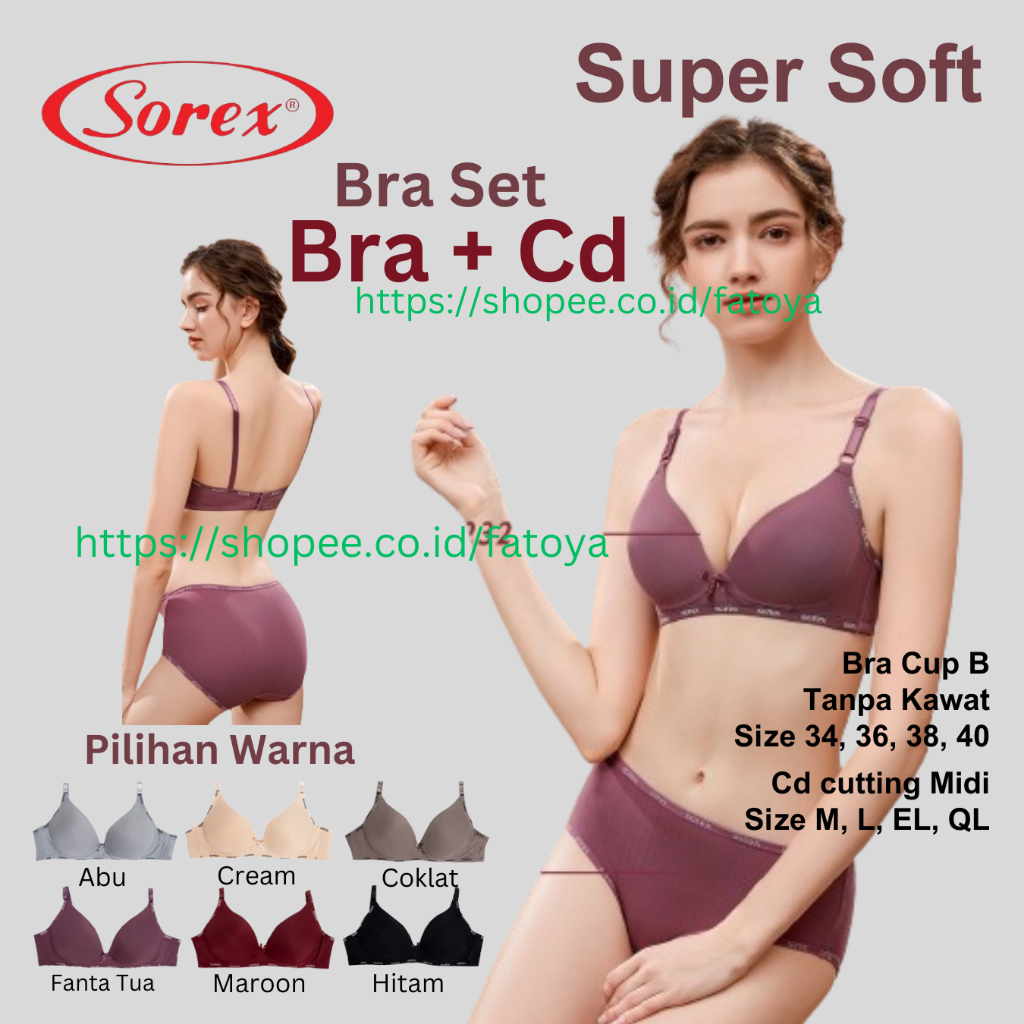 SOREX Bra Set Super Soft Tanpa Kawat ( BRA + CD ) #2