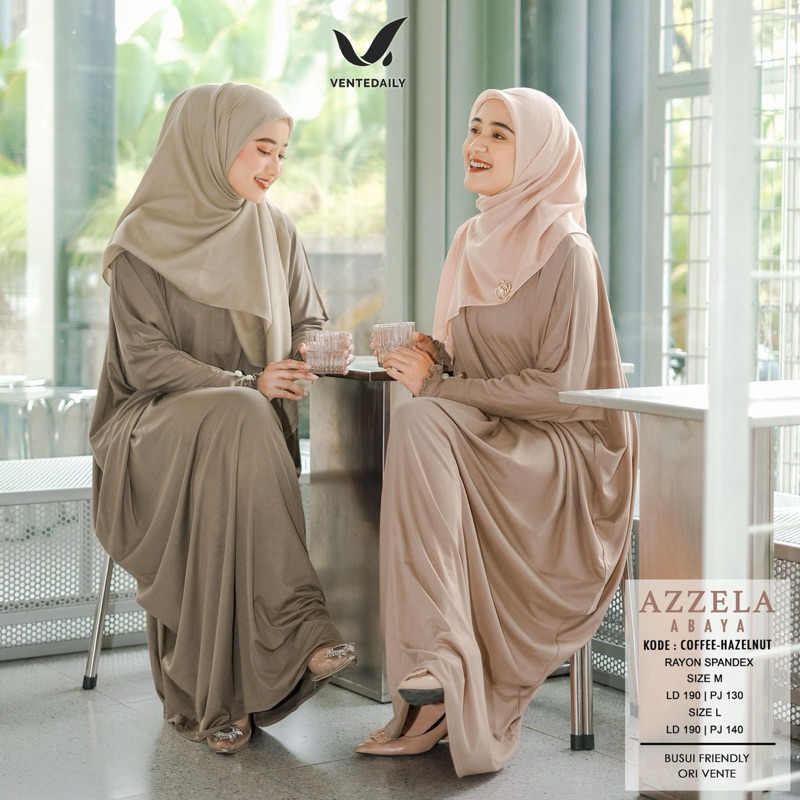 Jual Azzela Abaya by Vente Daily dress gamis plain loose abaya kaftan batwing rayon spandex busui wudhu friendly dailywear Shopee Indonesia