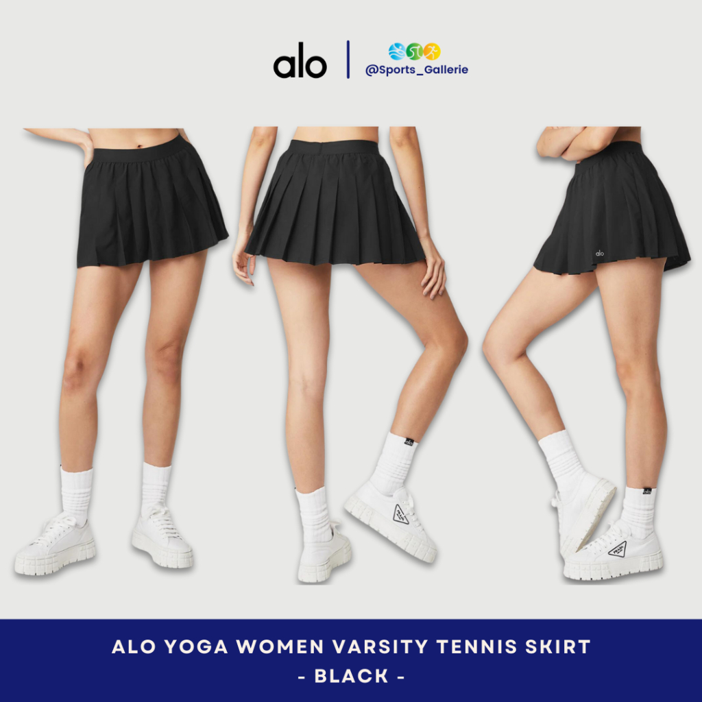 Jual AL0 YOGA ORIGINAL WOMEN Varsity Tennis Skirt - Black