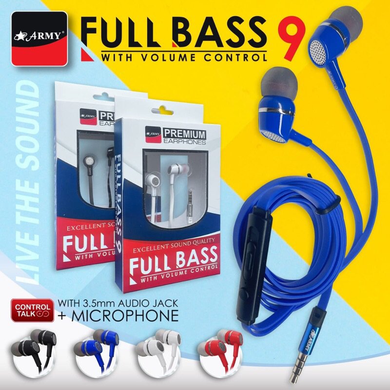 Jual HEADSET EARPHONE ARMY FULL BASS HANDSFREE HF EARPHONE ARMY