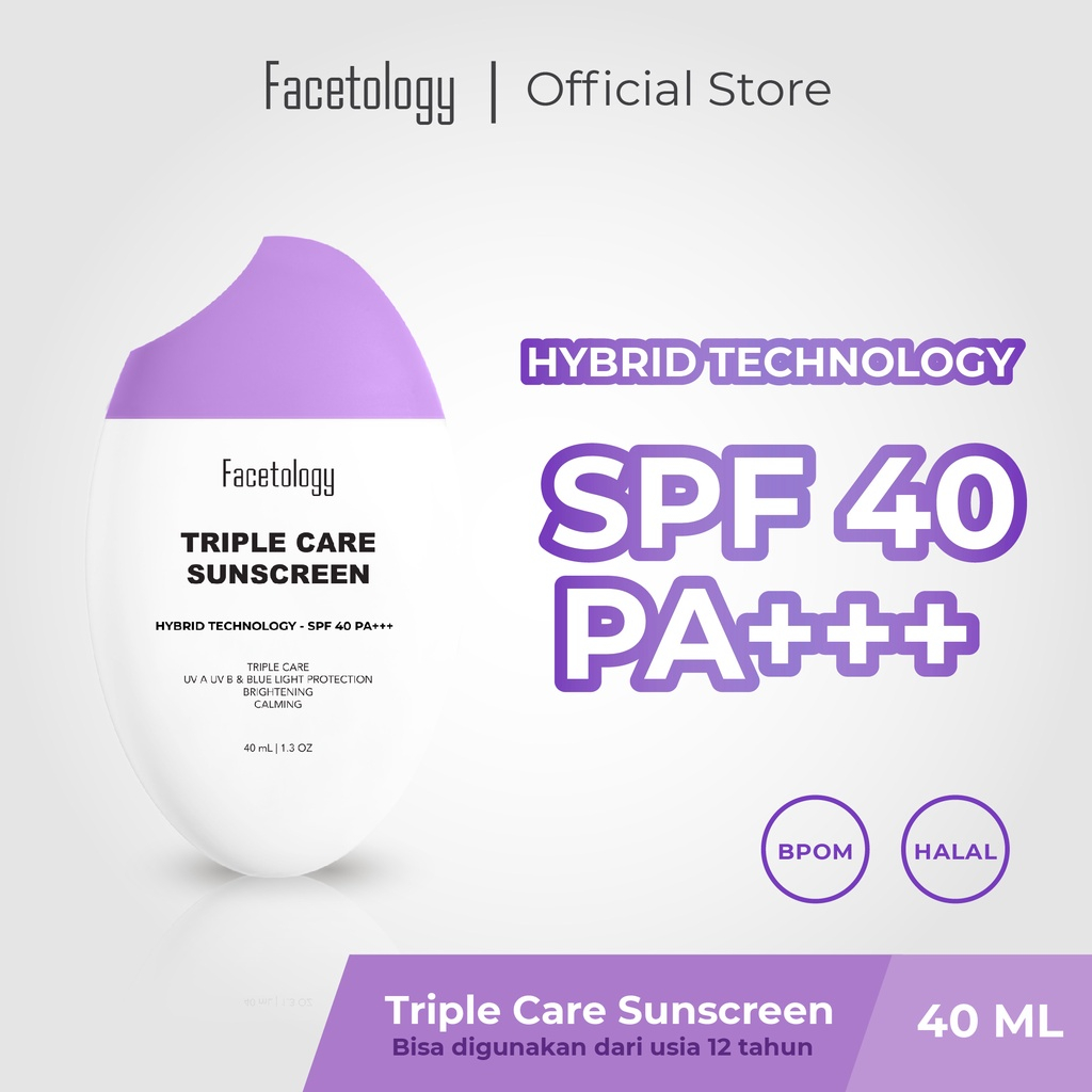 Jual Facetology Triple Care Sunscreen SPF 40 PA+++ | Shopee Indonesia