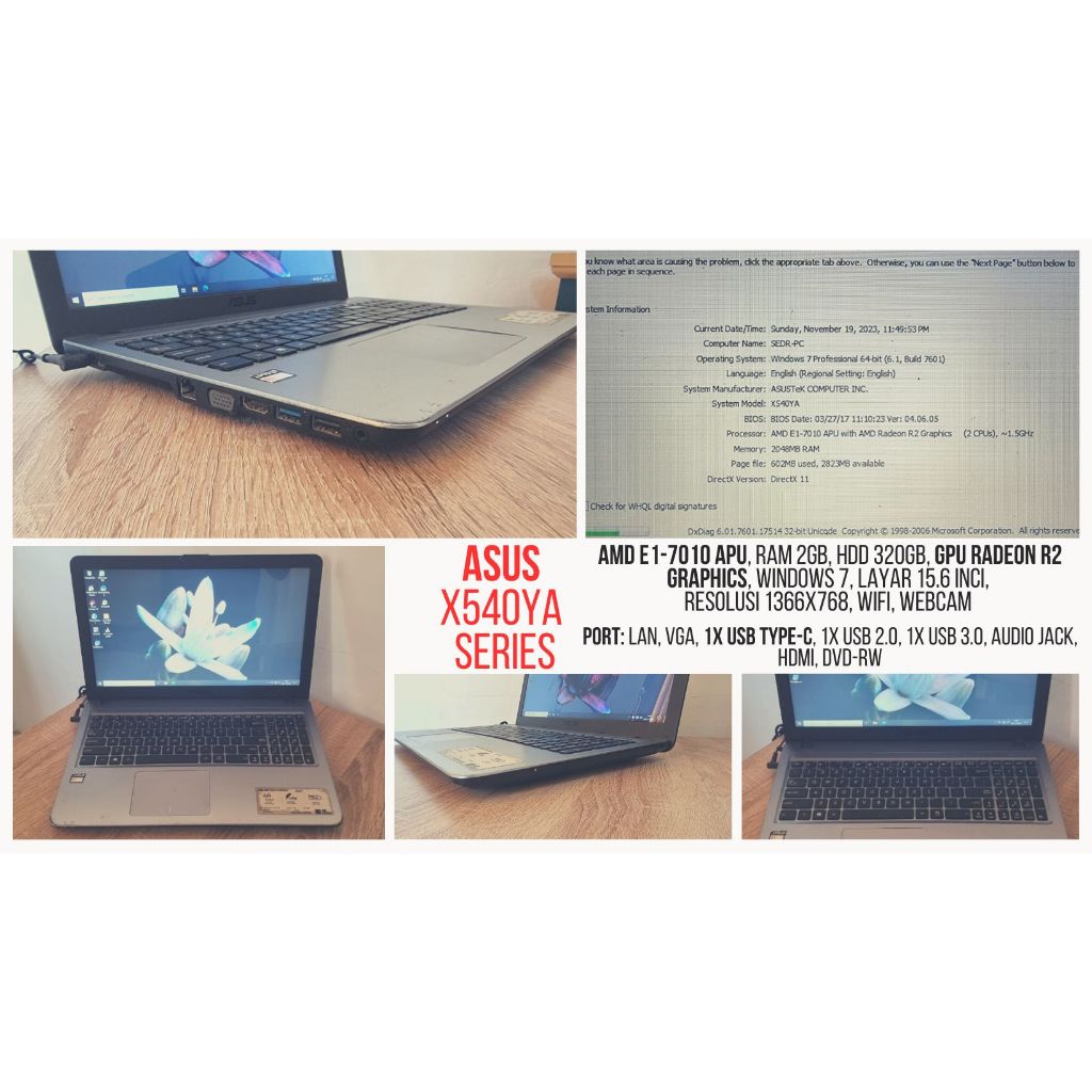 Jual Laptop Asus X540YA Series Type C Murah AMD 15 Inci Kasir.