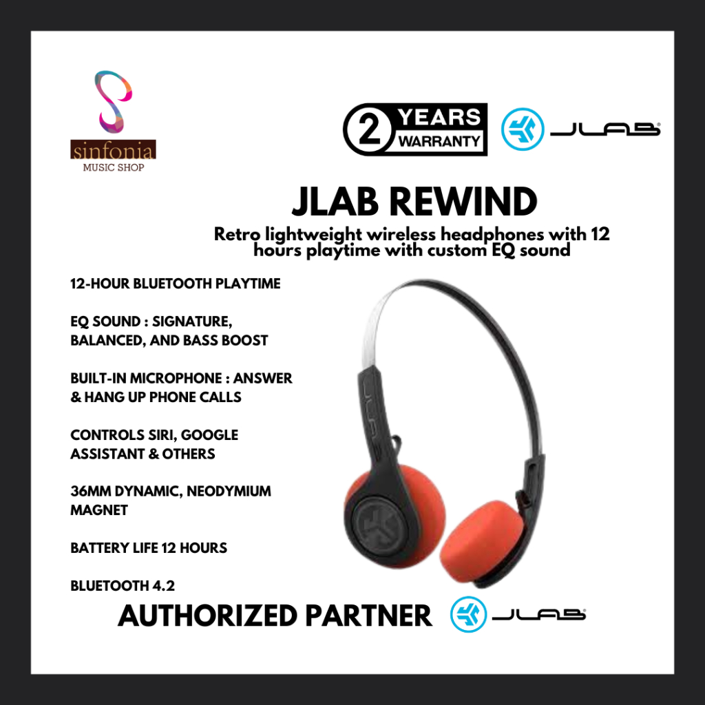 Rewind Wireless Retro Headphones with 12 hour Bluetooth playtime – JLab