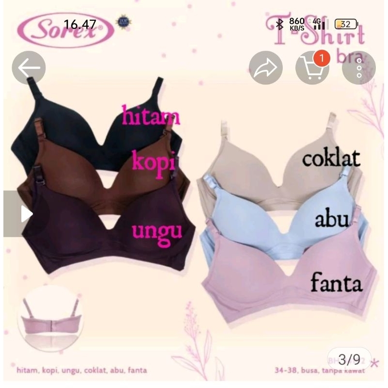 Jual BH SOREX 17232 - Casual Style Bra - Busa Tanpa Kawat - Hitam