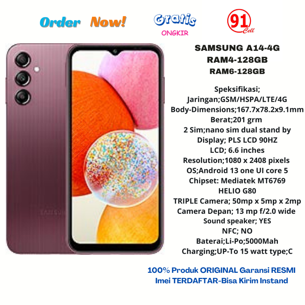 Samsung Galaxy A14 5G SM-A146P/DSN 128GB 4GB RAM Gsm Unlocked Phone  Mediatek MT6833 Dimensity 700 50MP DISPLAY 6.6 inches, PROCESSOR Mediatek  MT6833 Dimensity 700 FRONT CAMERA 13MP REAR CAMERA 50 MP +
