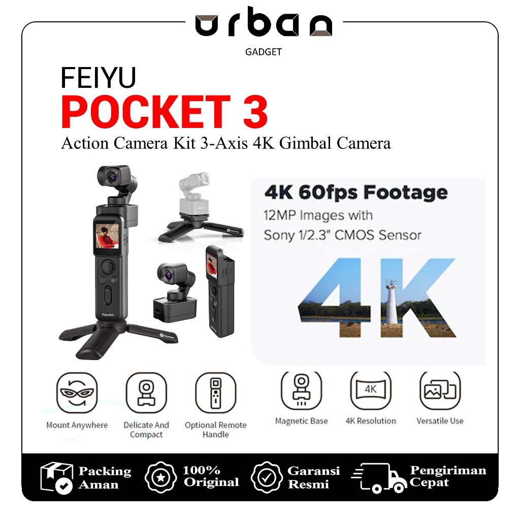 Jual Feiyu Pocket 3 Action Camera 4K 3-Axis AI Tracking