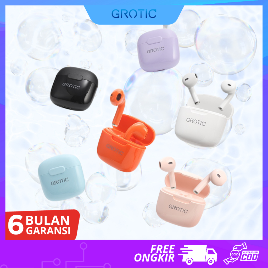 Jual GROTIC Headset Bluetooth TWS Macaron Earphone Wireless Stereo