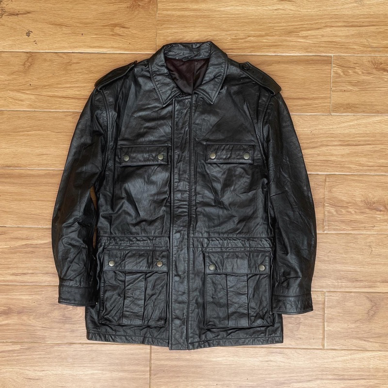 Jual Jaket kulit asli parka safari Kantong 4 mafia Pl bekas preloved second  | Shopee Indonesia