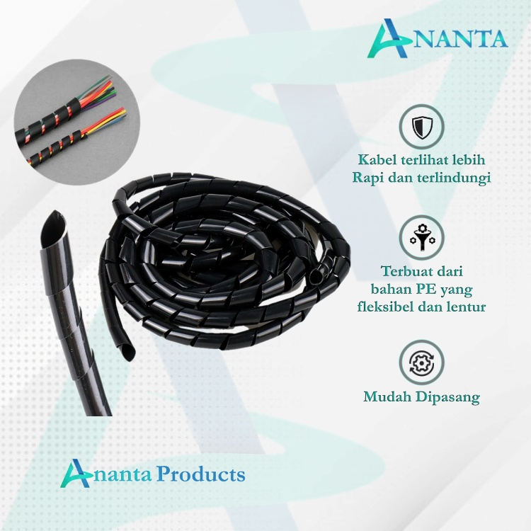 Jual Spiral Pembungkus Pelindung Kabel Listrik Selang - HPS-60 - Black / Pelindung  kabel / cover kabel