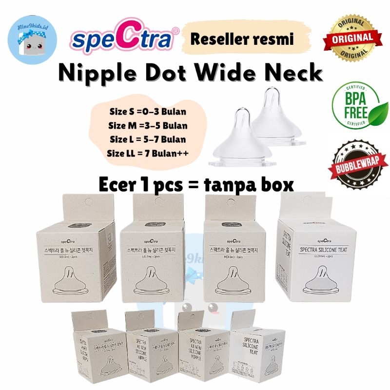 Spectra Wide Neck Nipples / Teats 2pcs (S / M / L / XL size)