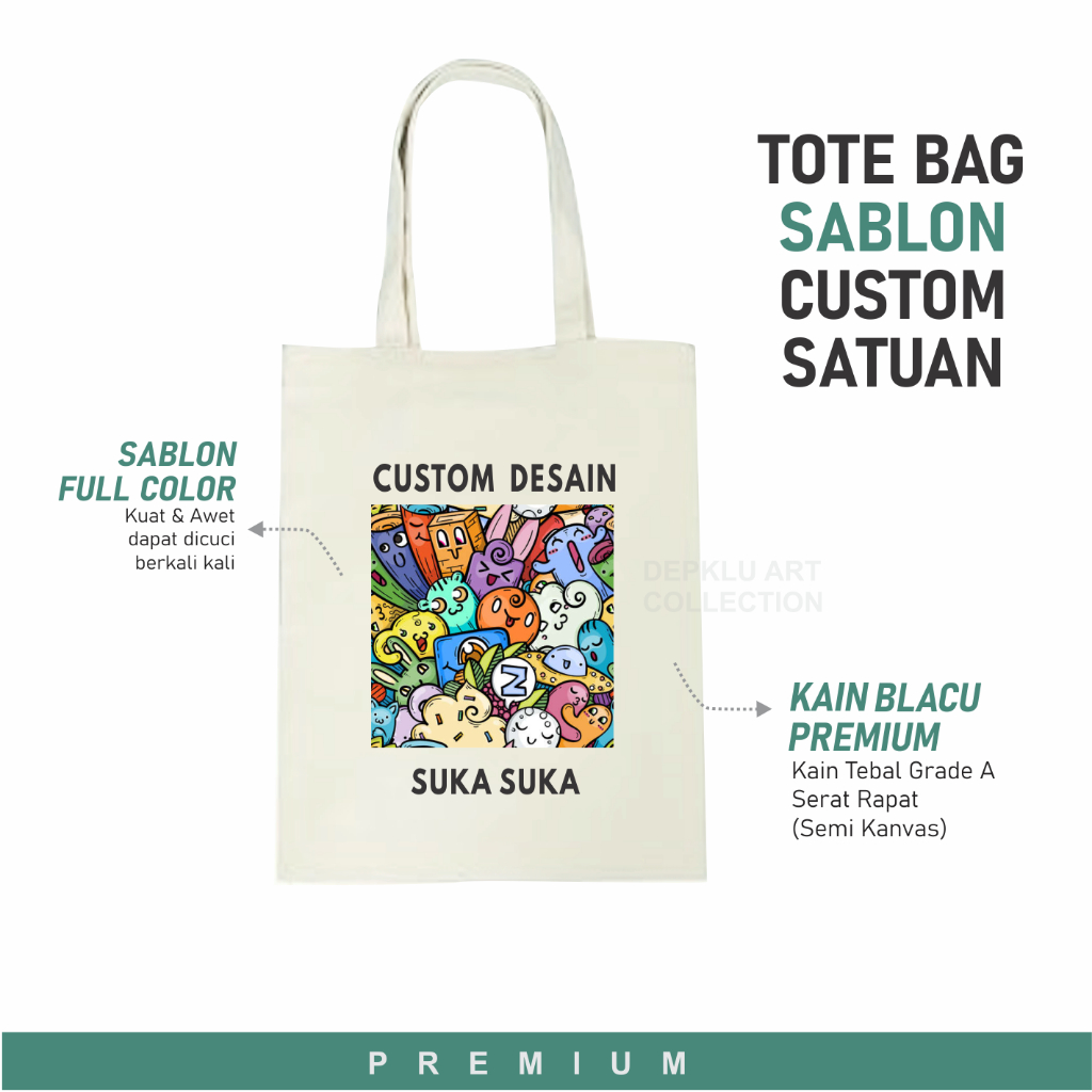 Jual Tas Blacu Custom Sablon Totebag tote bag goodie bag Tas