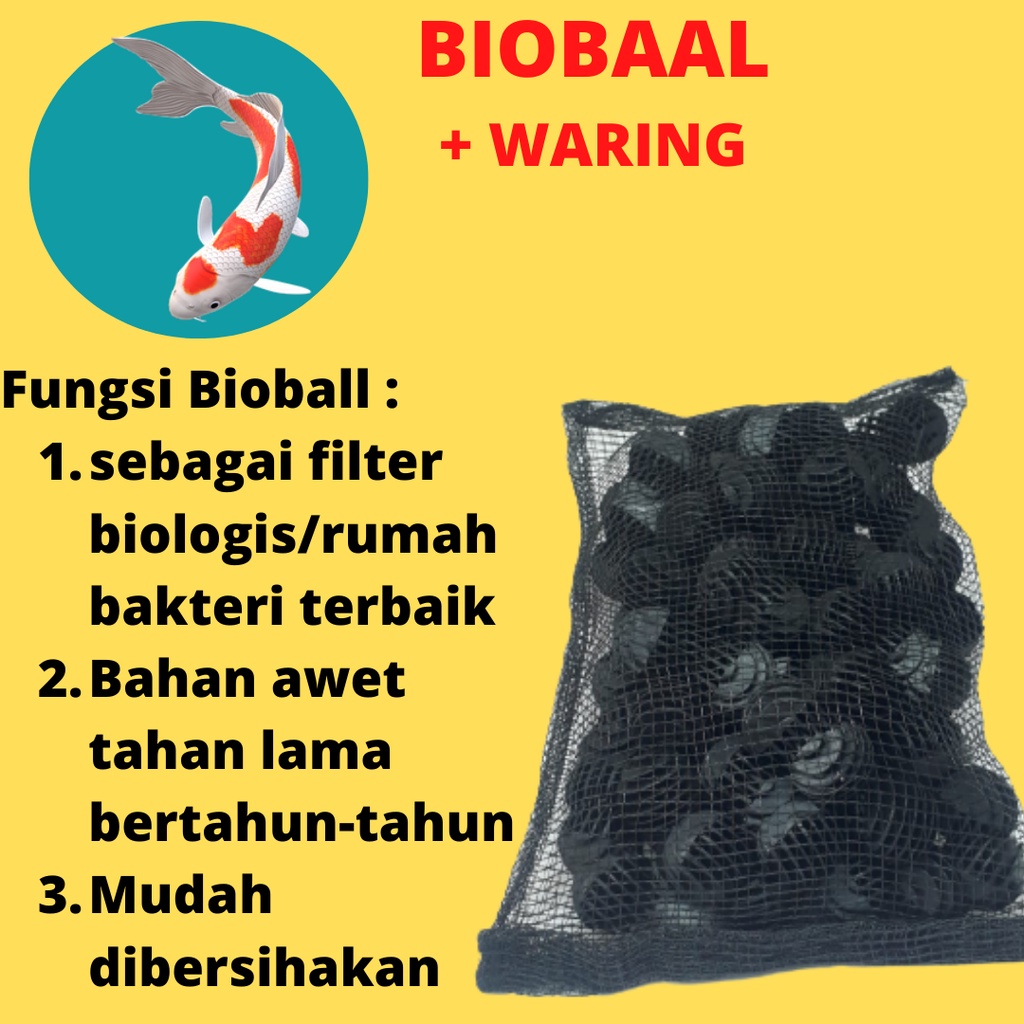 Jual Media Filter BioBall untuk filter Biologis Kolam Koi + Jaring