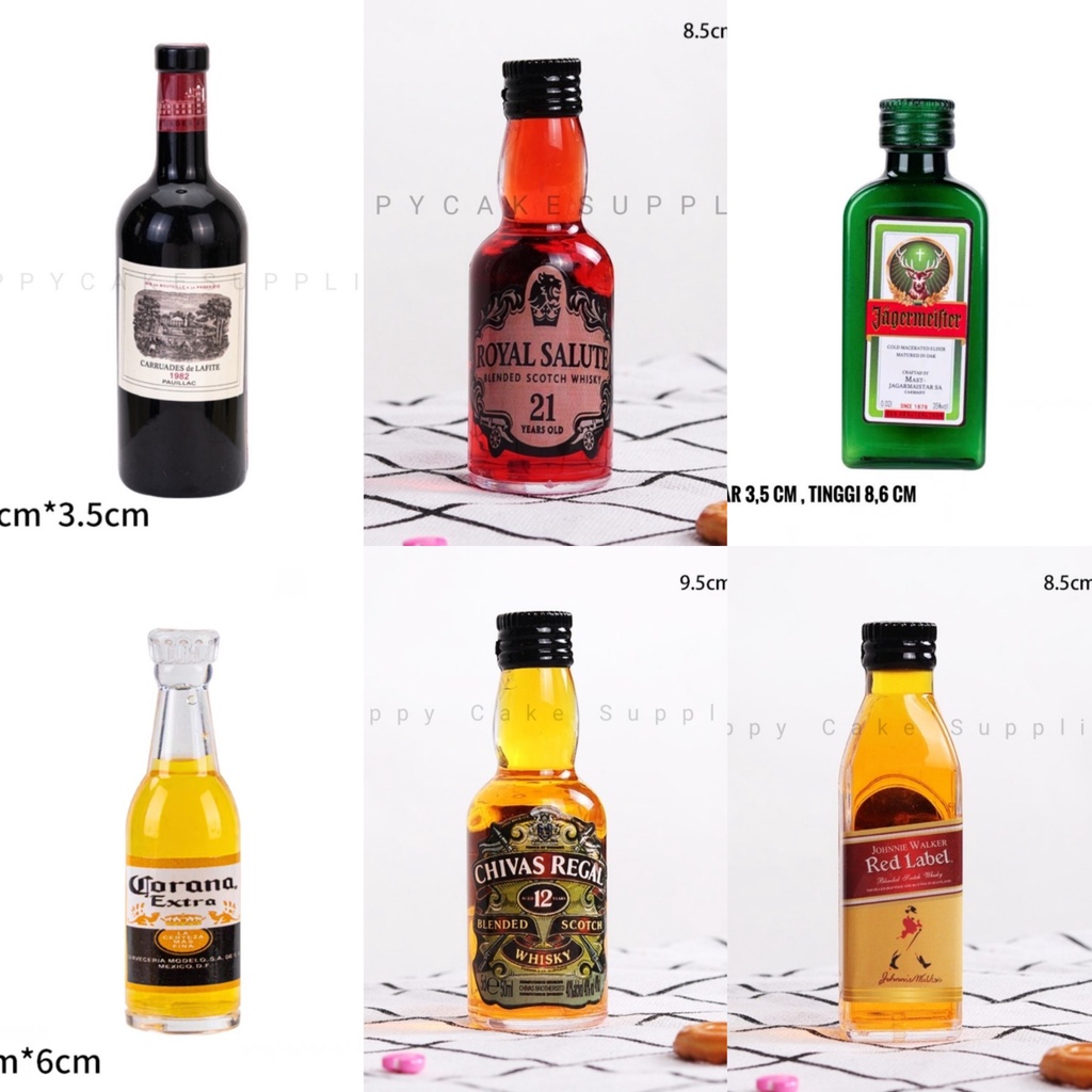 Jual Miniatur Botol Minuman Alkohol Whisky Wine Hiasan Kue Whiskey