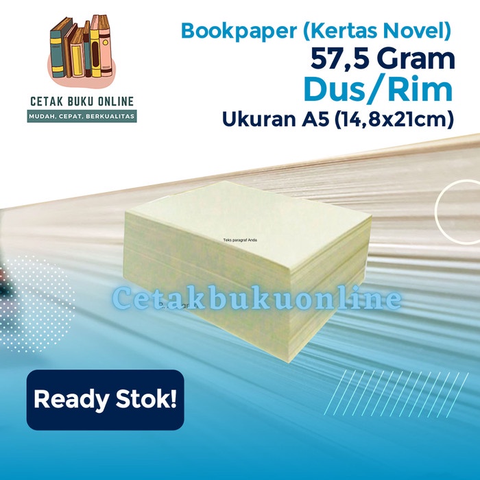 Jual BOOKPAPER 90 gsm A5 PER RIM BOOK PAPER A5 90gsm