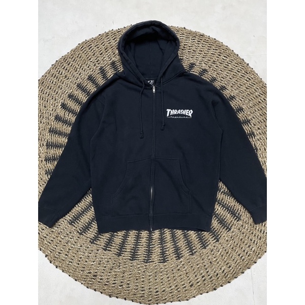 Thrasher logo hot sale zip hoodie