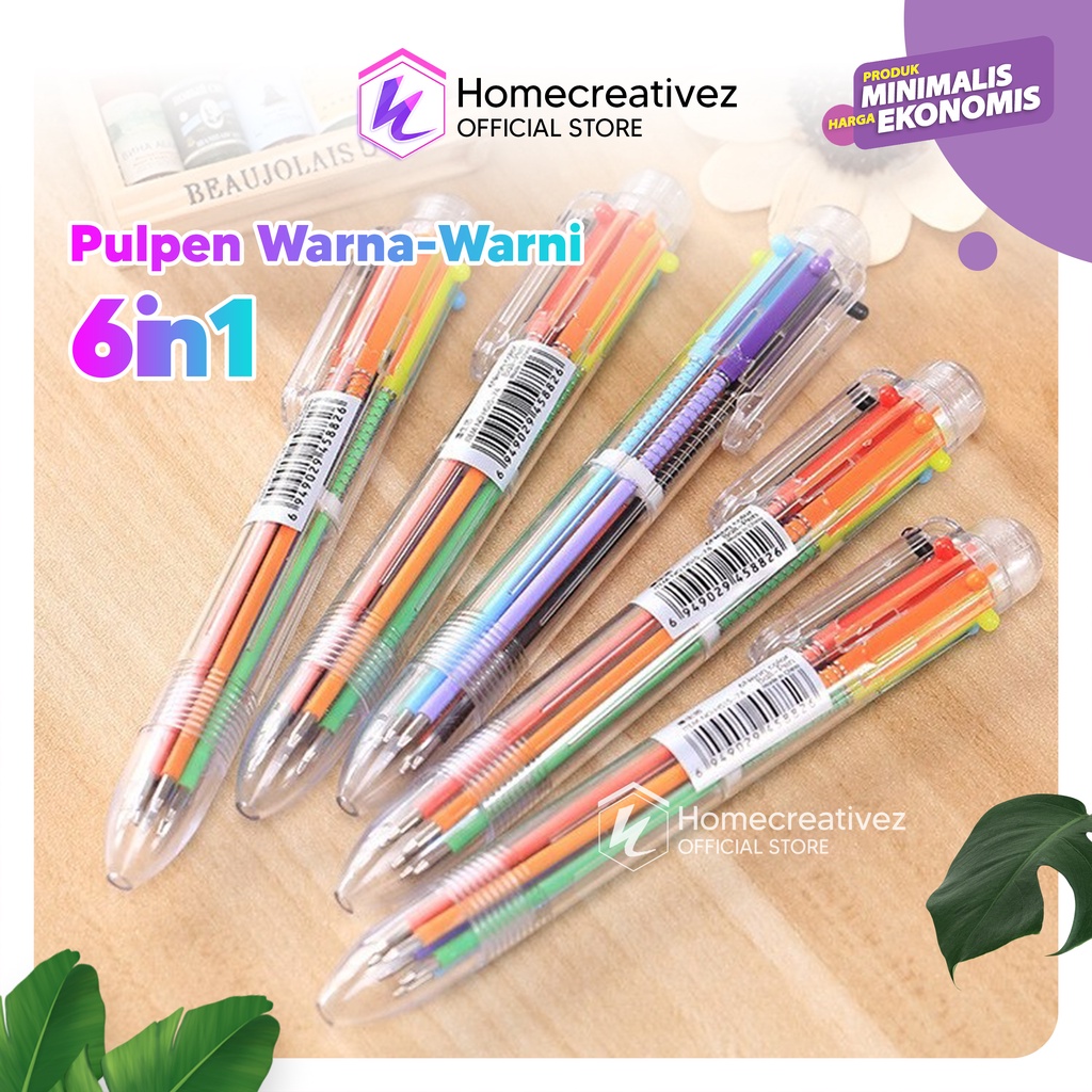 Pulpen 6 in 1 Pena Bolpoin Warna-Warni Multi Colored Pen - Multi-Color