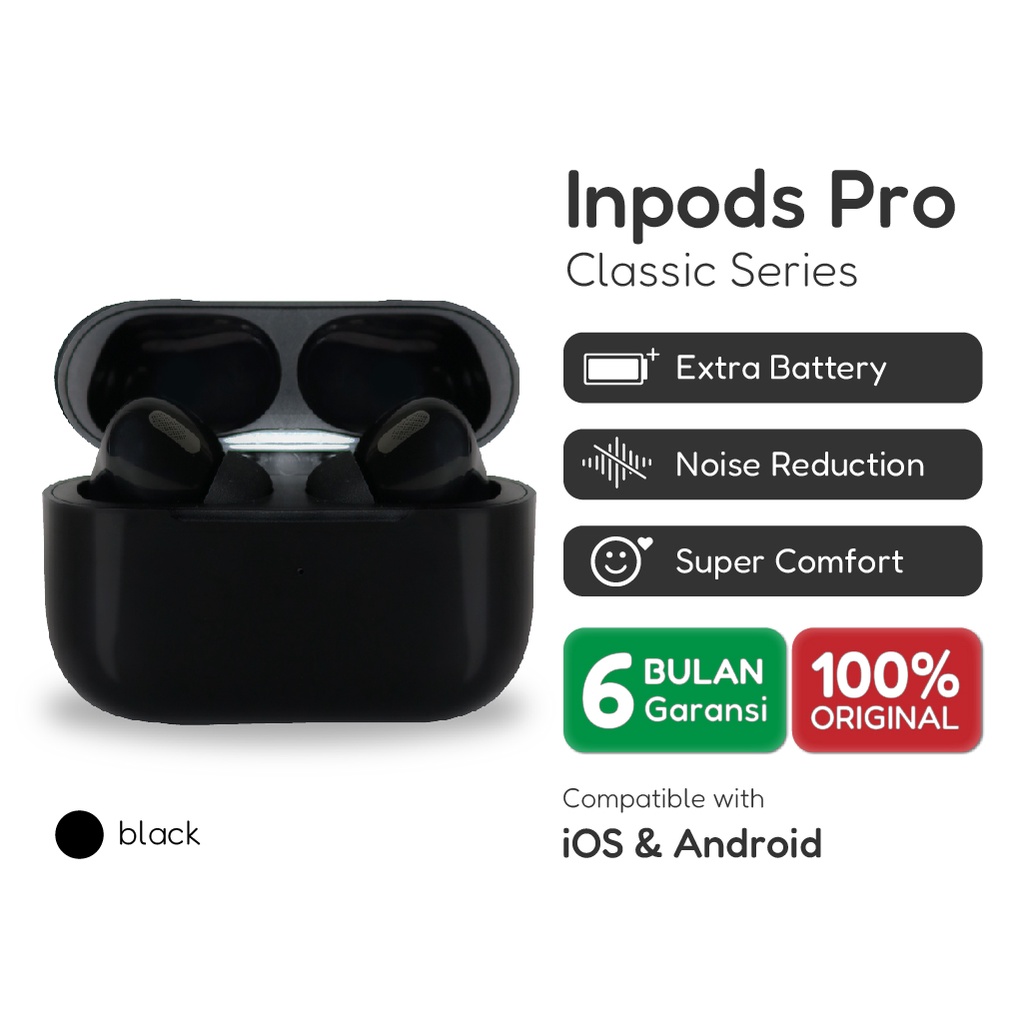 Official Inpods 13 3 Pro Black Headset Bluetooth TWS IOS Android