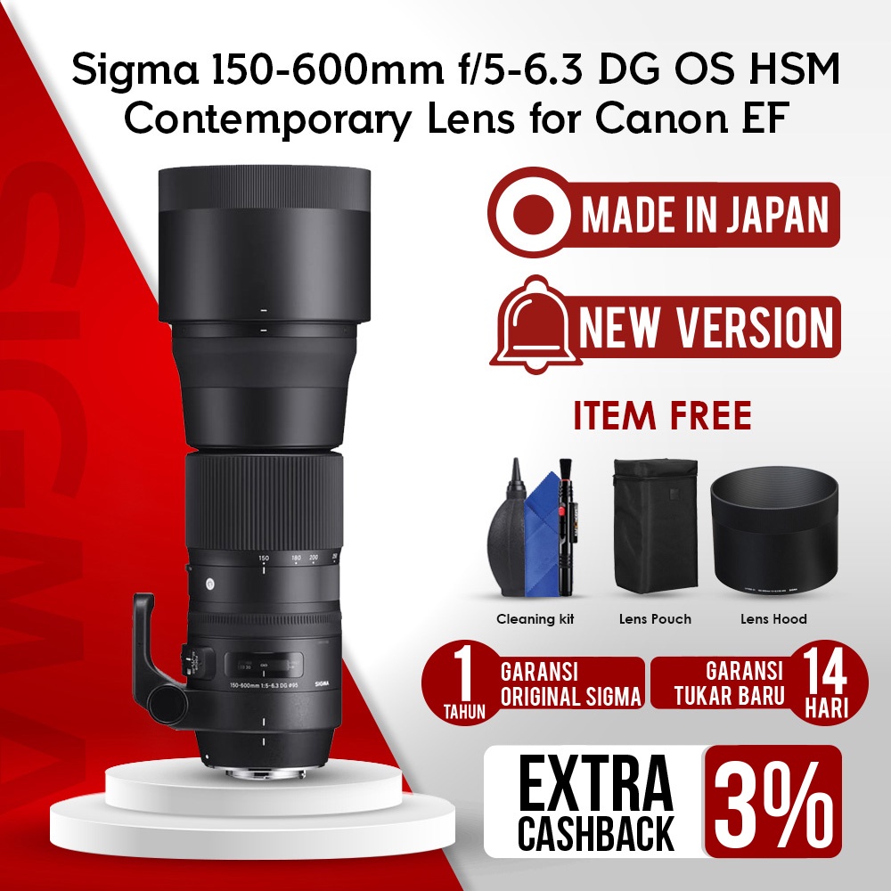 Jual Sigma 150-600mm f/5-6.3 DG OS HSM Contemporary Lens for Canon