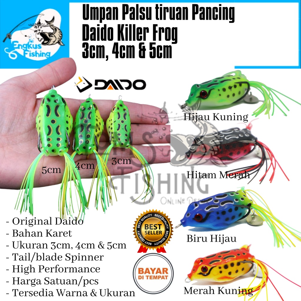 Jual Umpan Pancing Casting Palsu Tiruan Kodok Katak Daido Killer Frog (3cm,  4cm & 5cm) Murah - Engkus Fishing