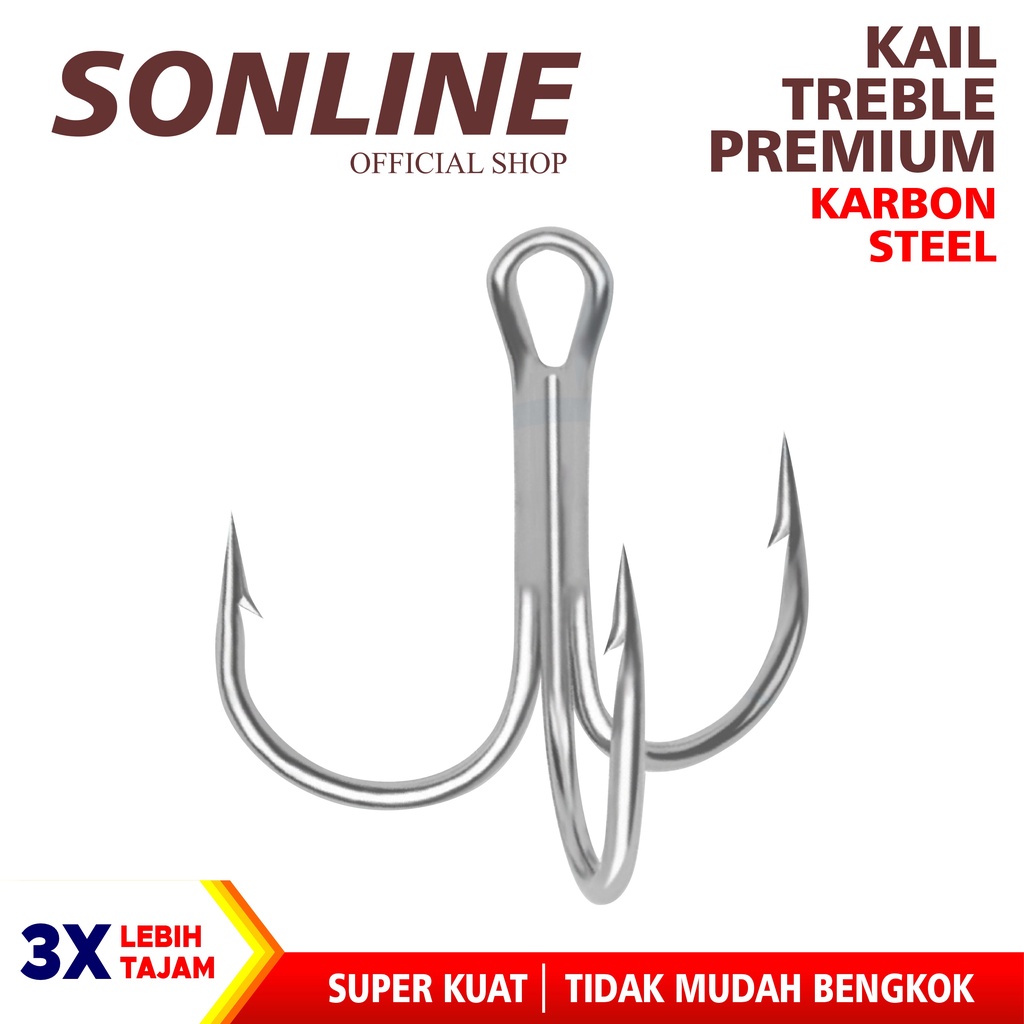 Jual SONLINE 01pcs Premium Kail Trible Hook Triple Cabang Fukushima High  Carbon Steel Treble Hook Tackle