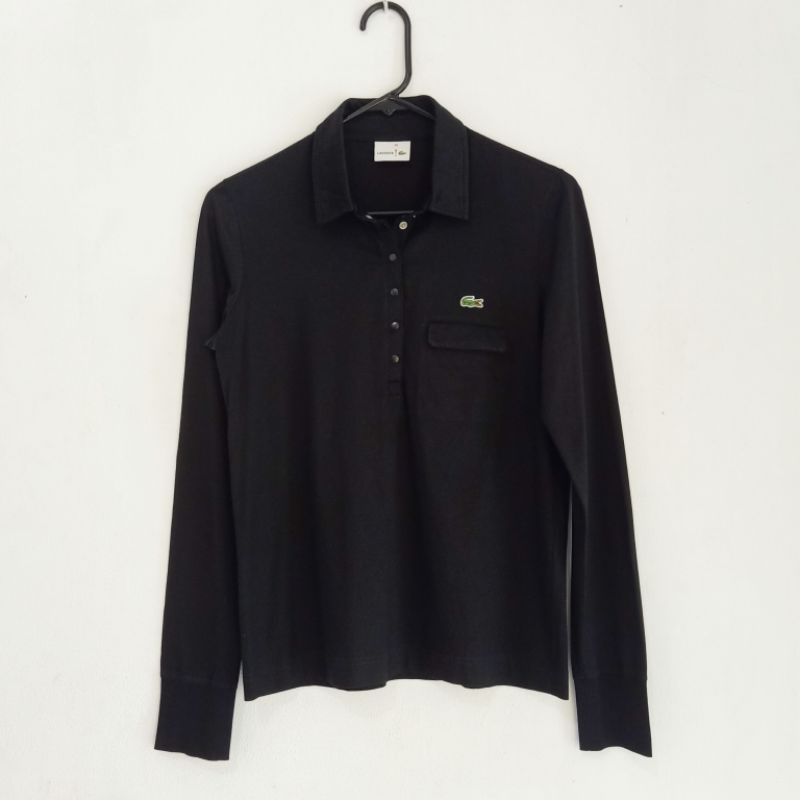 Lacoste long on sale sleeve polo black