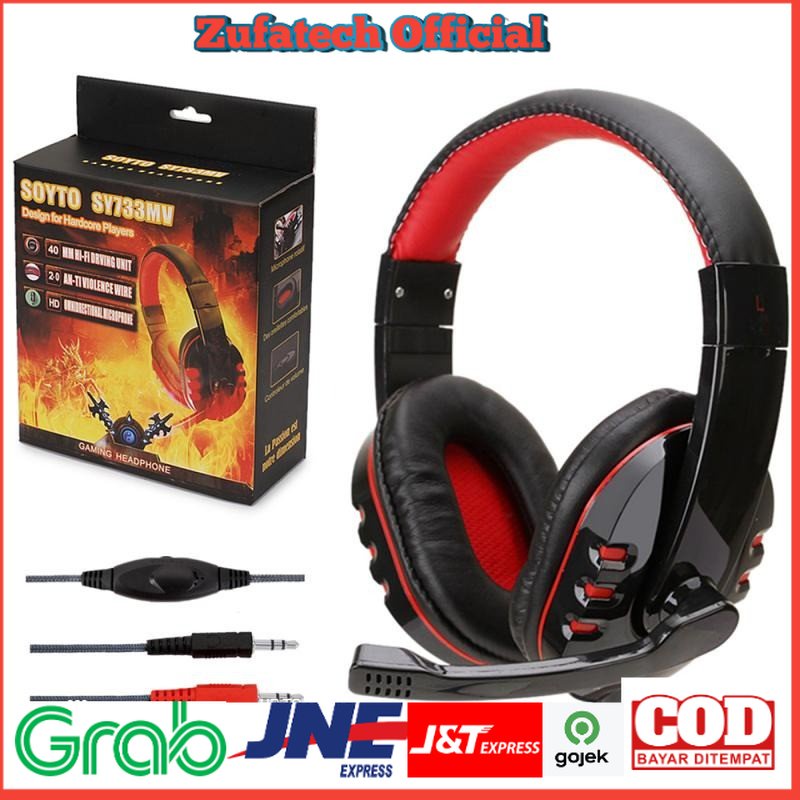 Jual SOYTO Gaming Headphone Headset with Mic SY733MV Black Red