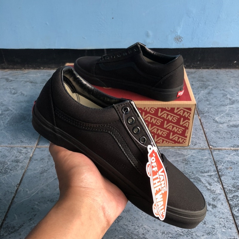 Harga vans old skool full best sale black original