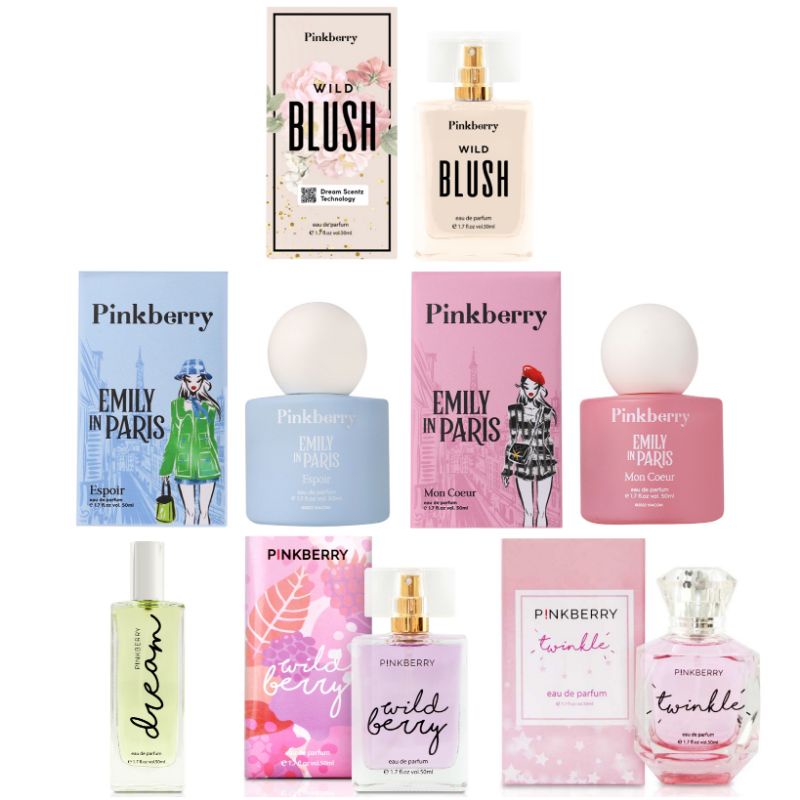 PINKBERRY EDP aneka Eau de Parfum baru Emily in paris Espoir Mon coeur Wild Blush Berry Twinkle Dream 50ml