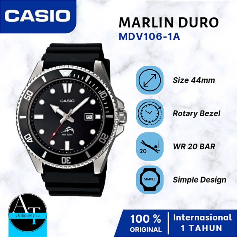 Jual Jam Tangan Pria Casio Marlin Duro MDV 106 Bill Gates ORIGINAL