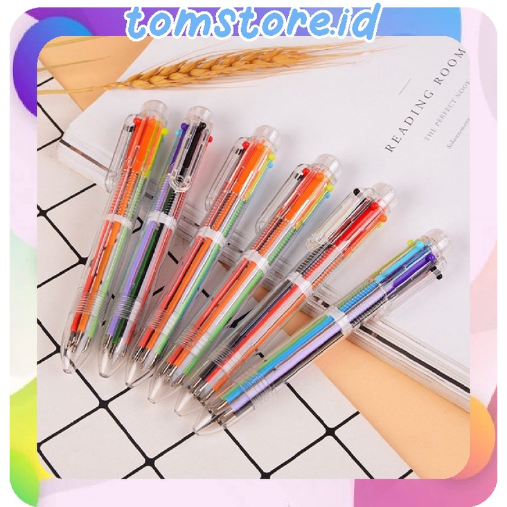 Pulpen 6 in 1 Pena Bolpoin Warna-Warni Multi Colored Pen - Multi-Color