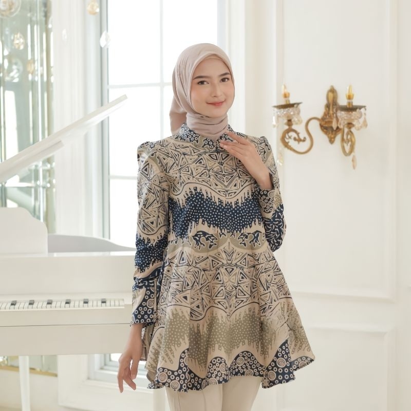 Jual Blouse Batik Puffy Peplum Modern //Atasan Batik Wanita - Pria // Blus  Maharani //Batik Baju Kerja Wanita Pria // Hem Batik Pria | Shopee Indonesia