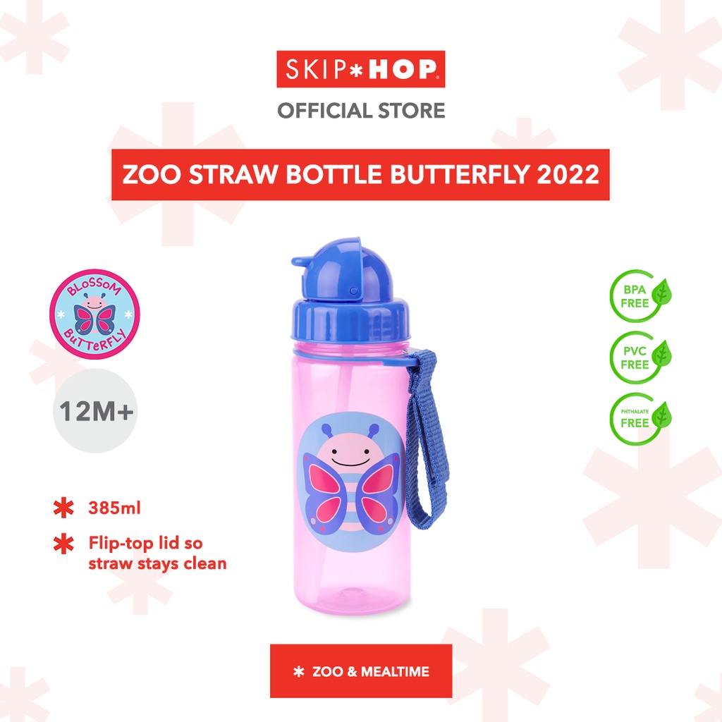 Skip Hop Zoo Straw Bottle - 13 oz - Butterfly